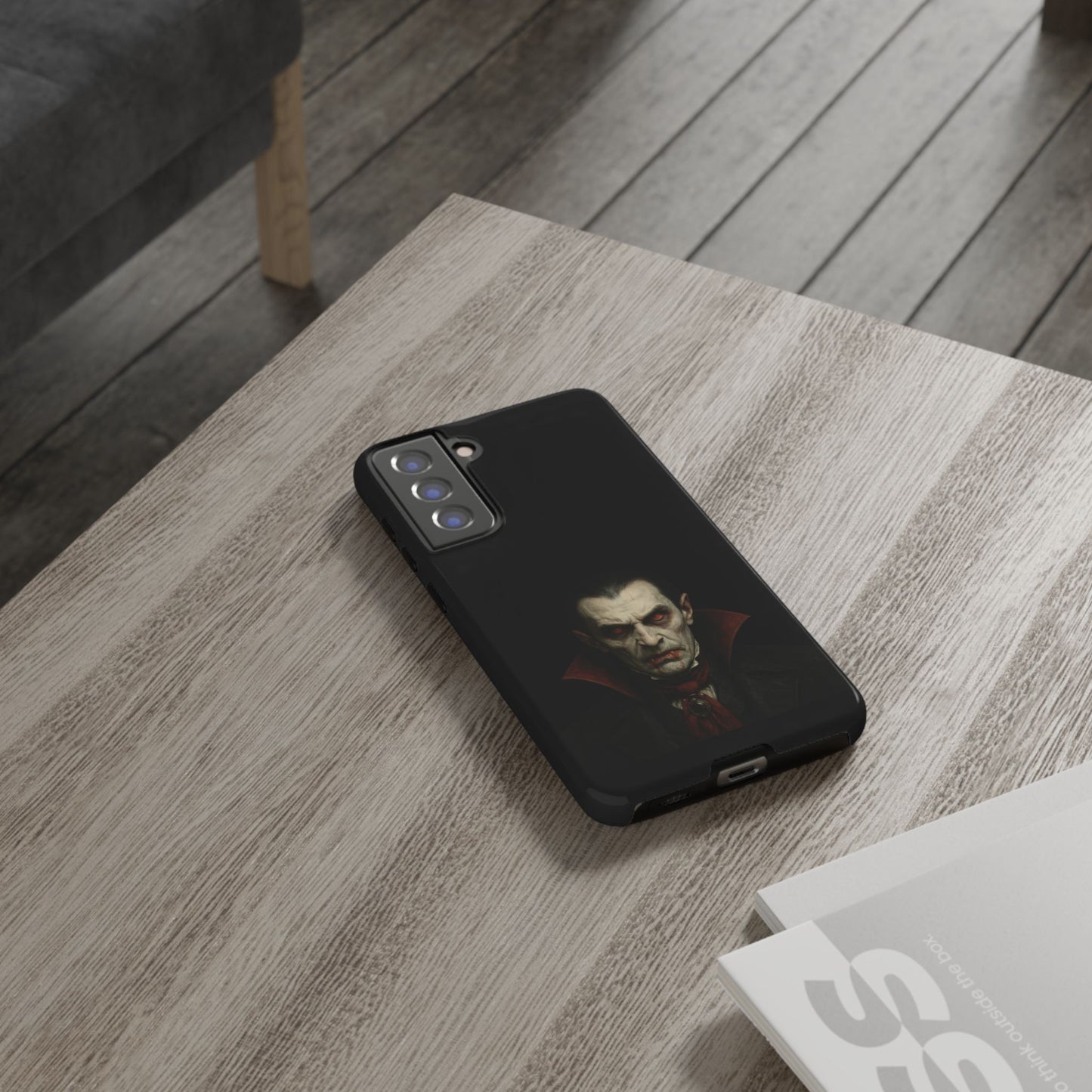 Gothic Dracula vampire portrait phone case for iPhone by Printify, featuring a dark, horror-themed vampire design.
