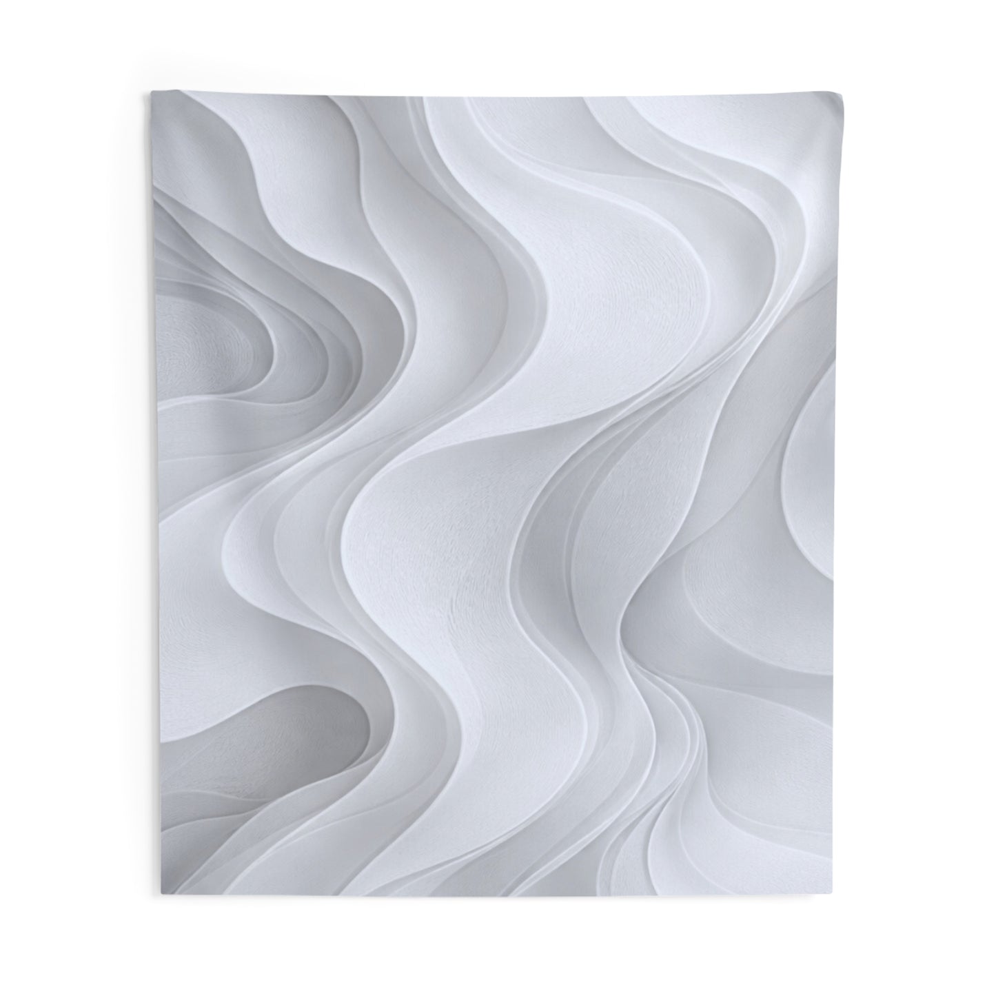 Abstract White Wave Tapestry — Modern Minimalist Wall Art
