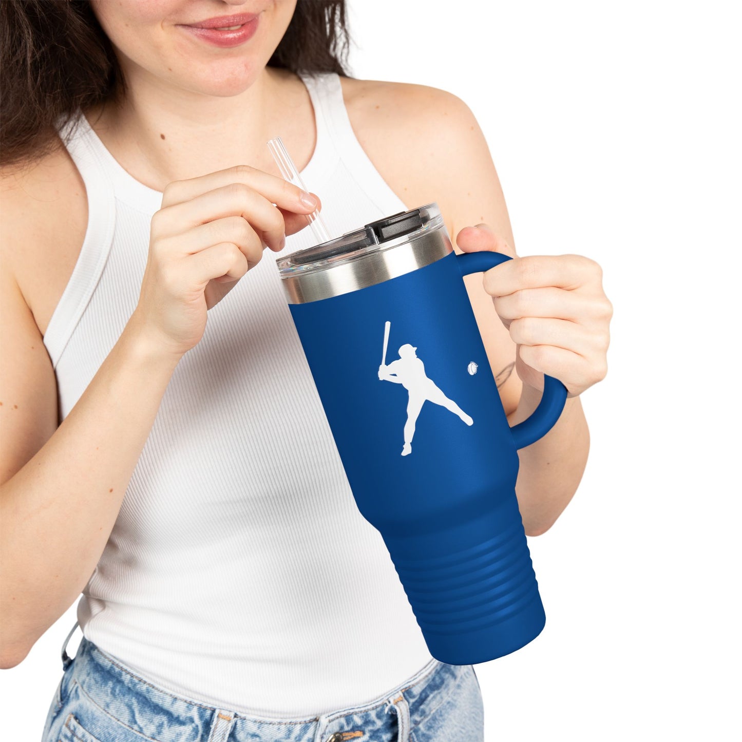Baseball-Themed Insulated Travel Mug, Perfect for Fans & Athletes, Gift for Sports Lovers, 40oz Drinkware for Home & Road - TRV