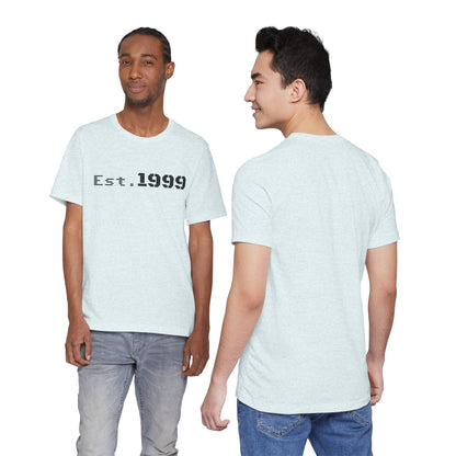 Vintage minimalist Est. 1999 T-Shirt by Printify featuring simple retro design and classic fit on soft fabric.