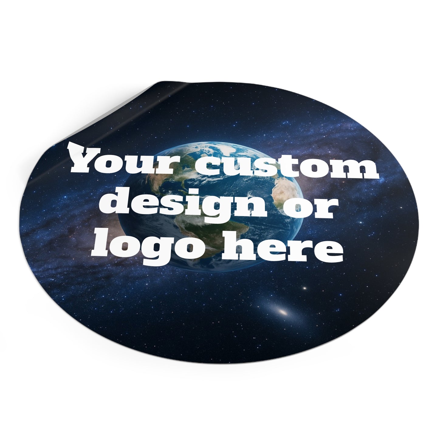Custom Earth Space Design round vinyl sticker featuring a space-themed Earth illustration, perfect for decorating laptops or water bottles.
