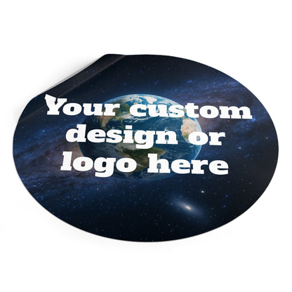 Custom Earth Space Design round vinyl sticker featuring a space-themed Earth illustration, perfect for decorating laptops or water bottles.