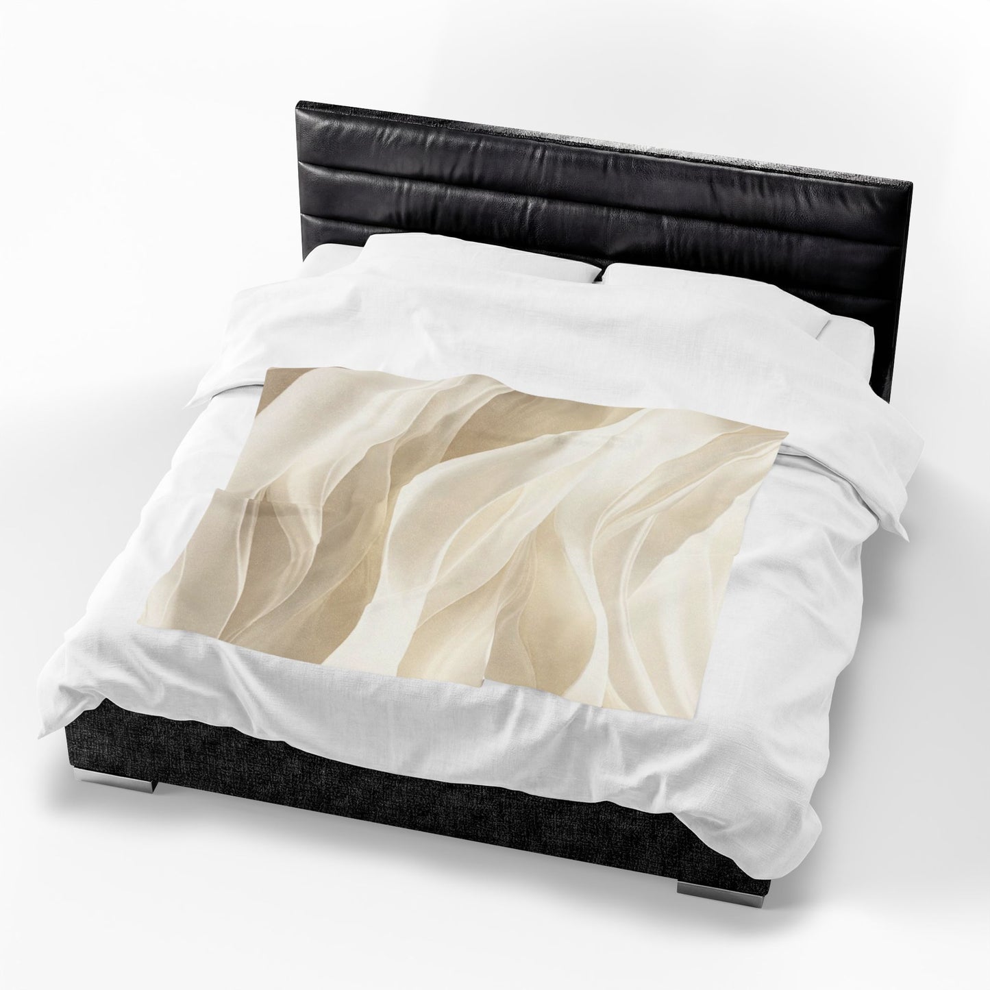 Neutral Abstract Waves Velveteen Plush Blanket | Beige Swirl Pattern