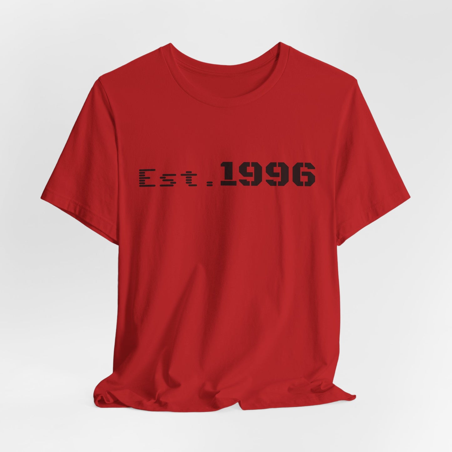 Vintage Est. 1996 T-shirt by Printify featuring a classic design, perfect as a birthday gift for someone born in 1996.