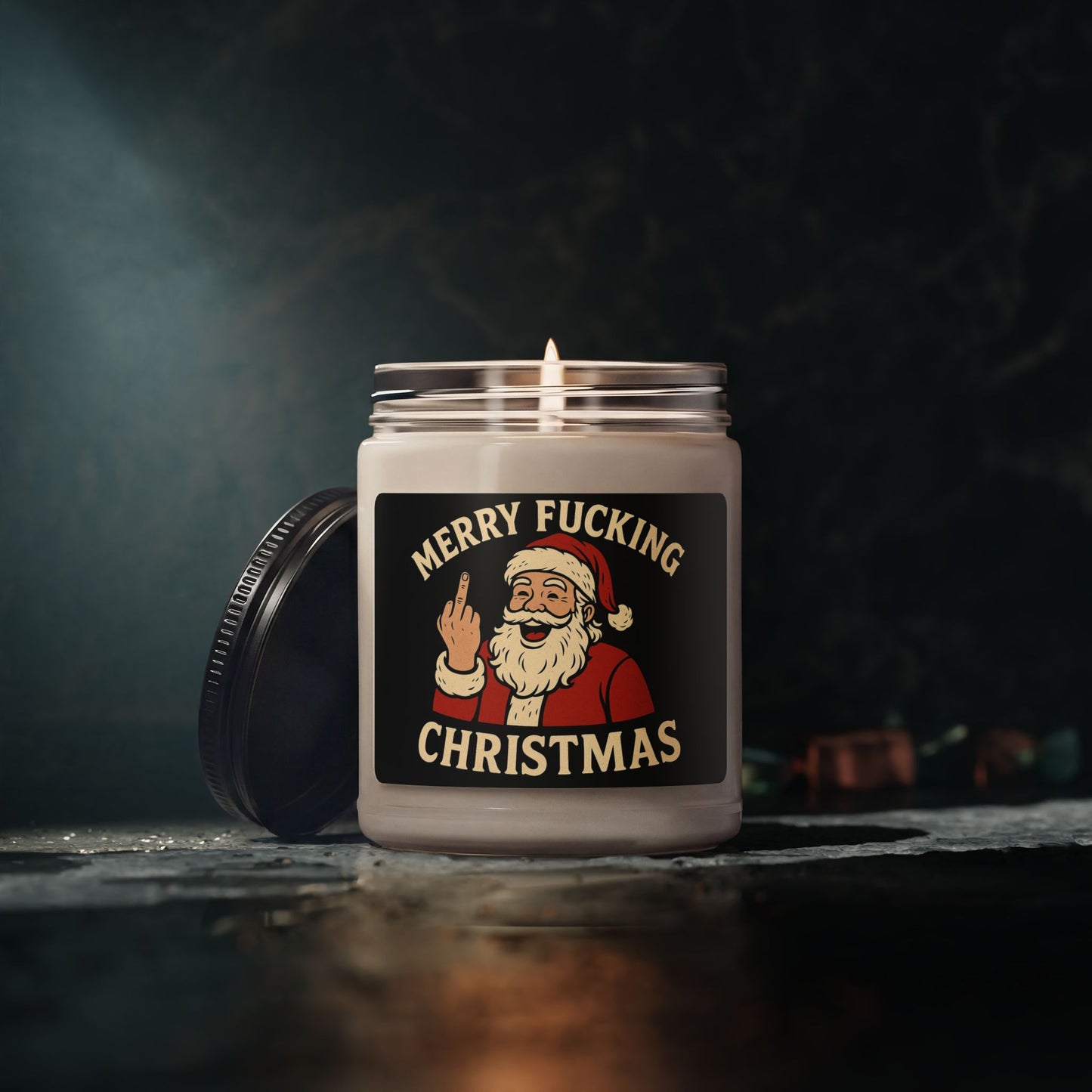 Merry Fucking Christmas Soy Candle — 9oz Scented Holiday Candle with Cheeky Santa Label