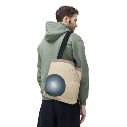Abstract Neutral Waves Tote Bag | Geometric Circle Pattern