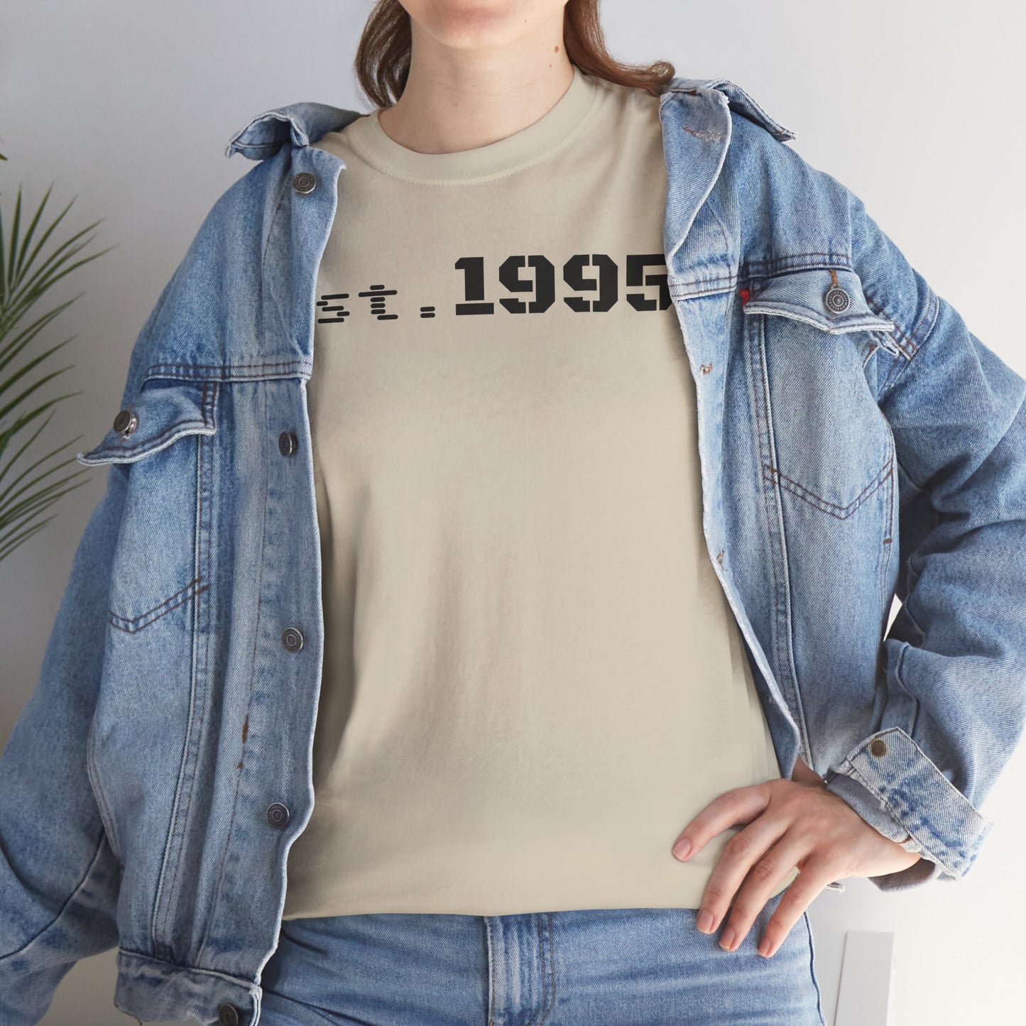 Unisex Heavy Cotton Tee - Est. 1995, Vintage Birthday Gift, Customizable Tee, Retro Unisex Shirt, Casual Everyday Wear