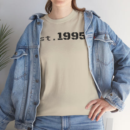 Unisex Heavy Cotton Tee - Est. 1995, Vintage Birthday Gift, Customizable Tee, Retro Unisex Shirt, Casual Everyday Wear