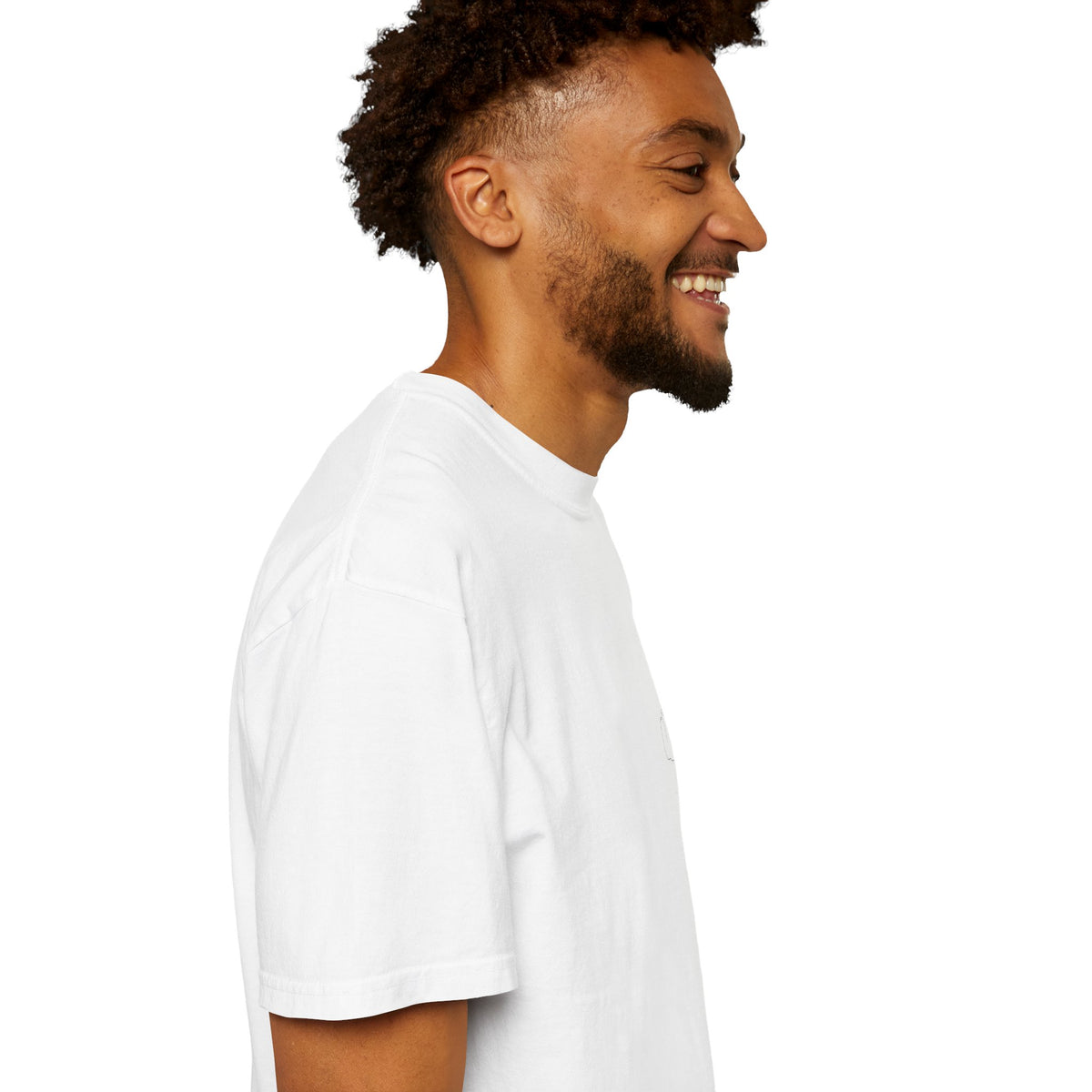 Black T-shirt with a minimal white finger heart graphic design, casual style, from Printify.