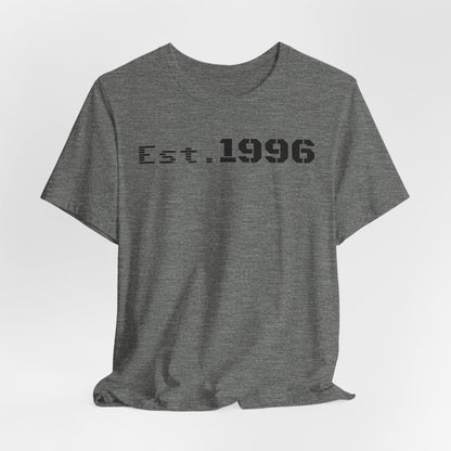 Unisex Jersey Tee - 'Est. 1996' Graphic Shirt, Birthday Gift, Casual Wear, Vintage Style, Retro Fashion, Gift for Him/Her - TRV