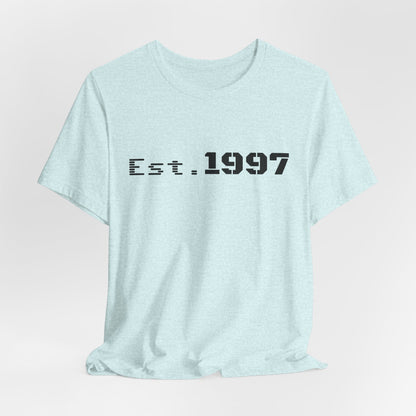 Vintage 1997 Established T-Shirt by Printify featuring a classic design and bold "Est. 1997" print on comfortable cotton fabric.
