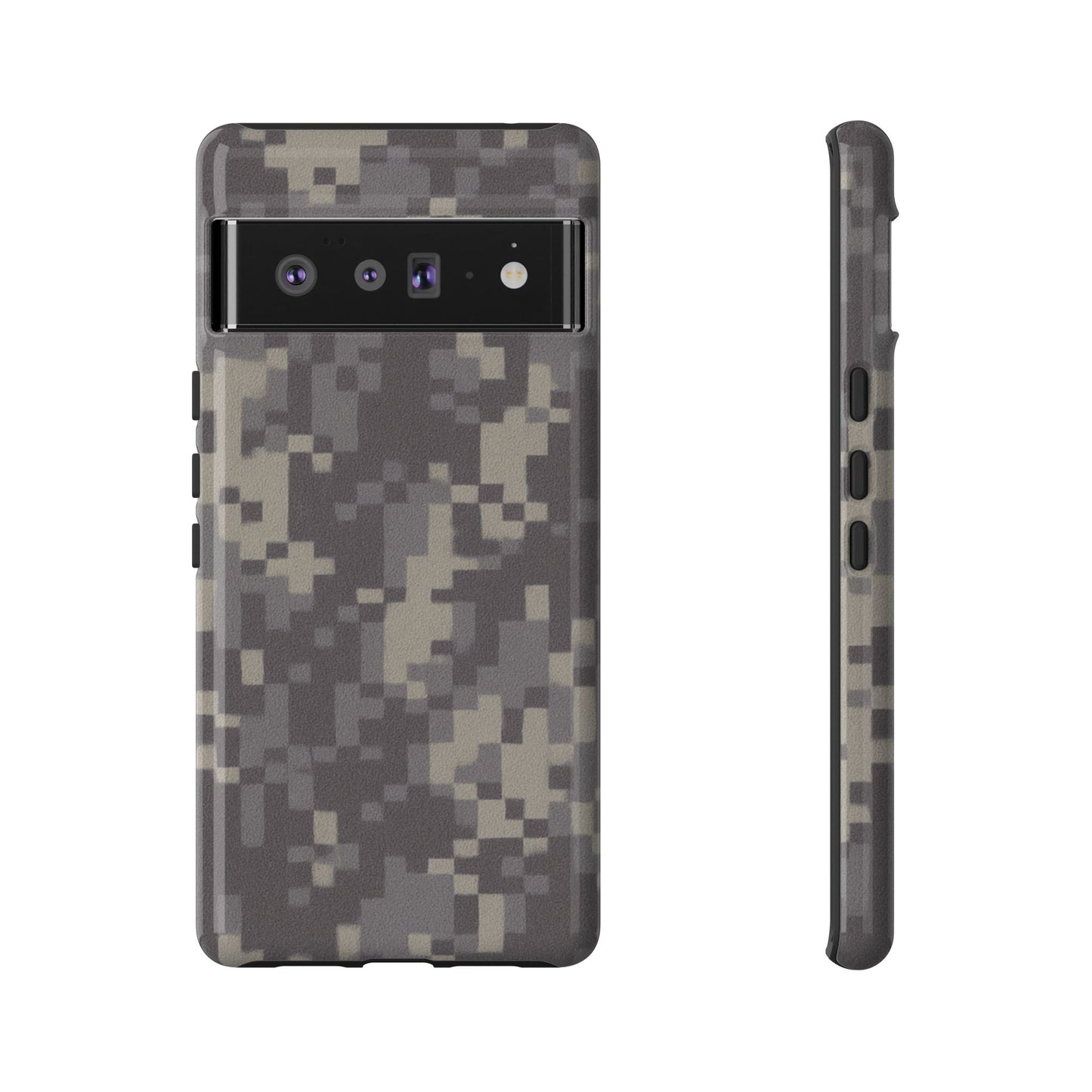 Digital camouflage tough phone case by Printify, rugged protective cover for smartphones with a digital camo pattern.