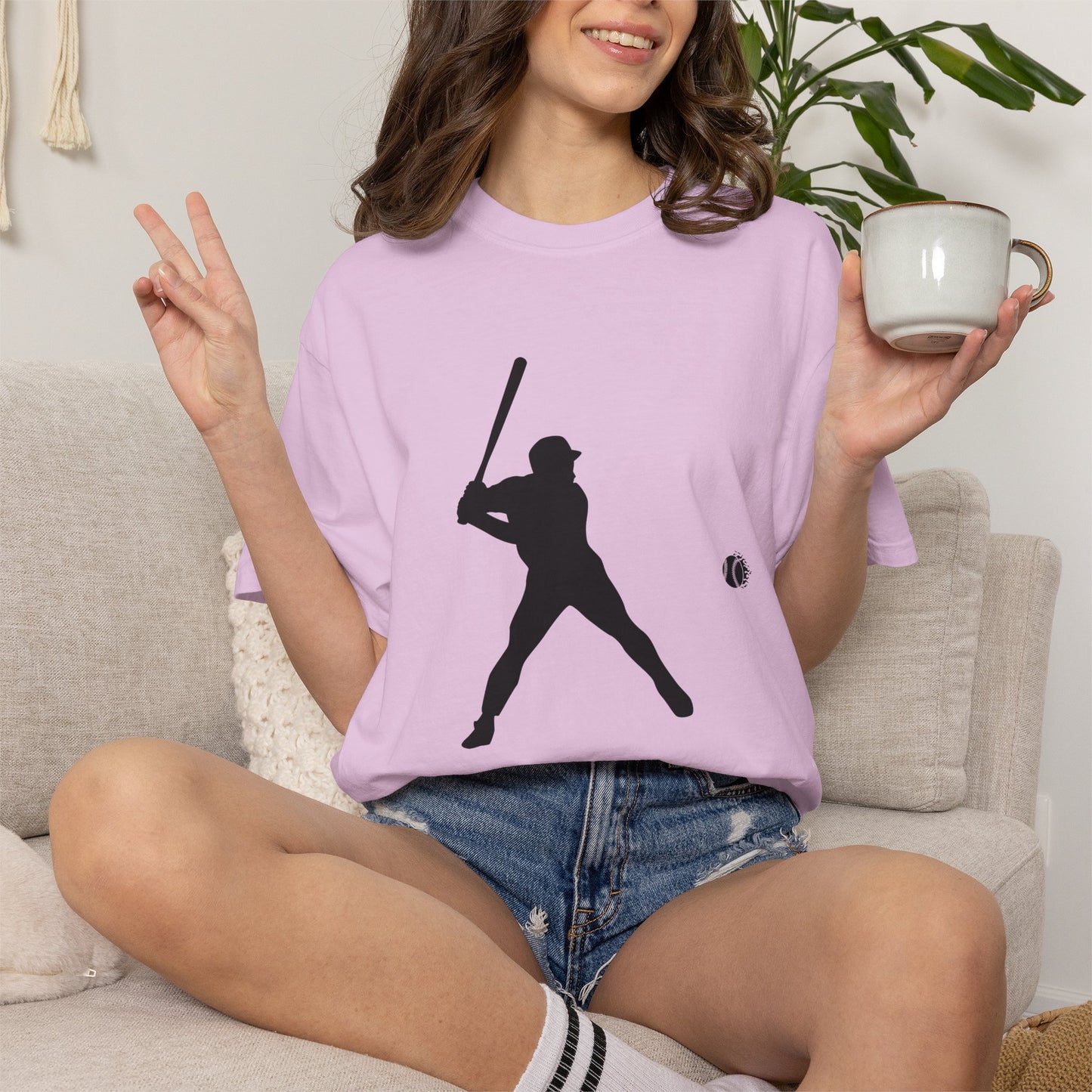 Unisex Baseball Silhouette Tee, Casual Wear, Sports Fan Apparel, Gift for Athletes, Summer Outing Outfit, Soft Cotton Shirt