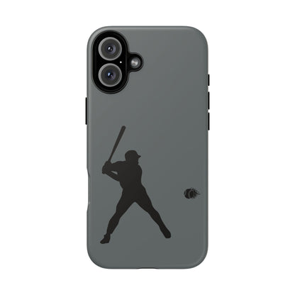 Black baseball silhouette tough phone case for iPhone with protective design, featuring sporty print by Printify.