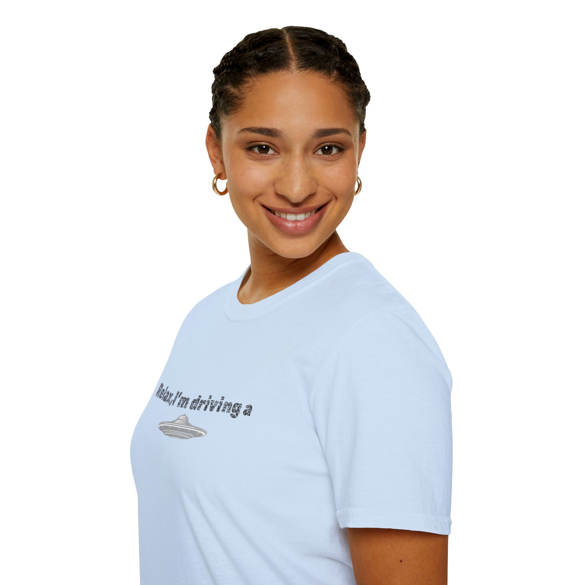 Black UFO T-Shirt featuring a humorous alien graphic design, perfect for sci-fi fans and casual wear.