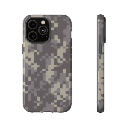 Digital camo print tough phone case by Printify, rugged protective cover for smartphones with a durable camouflage design.