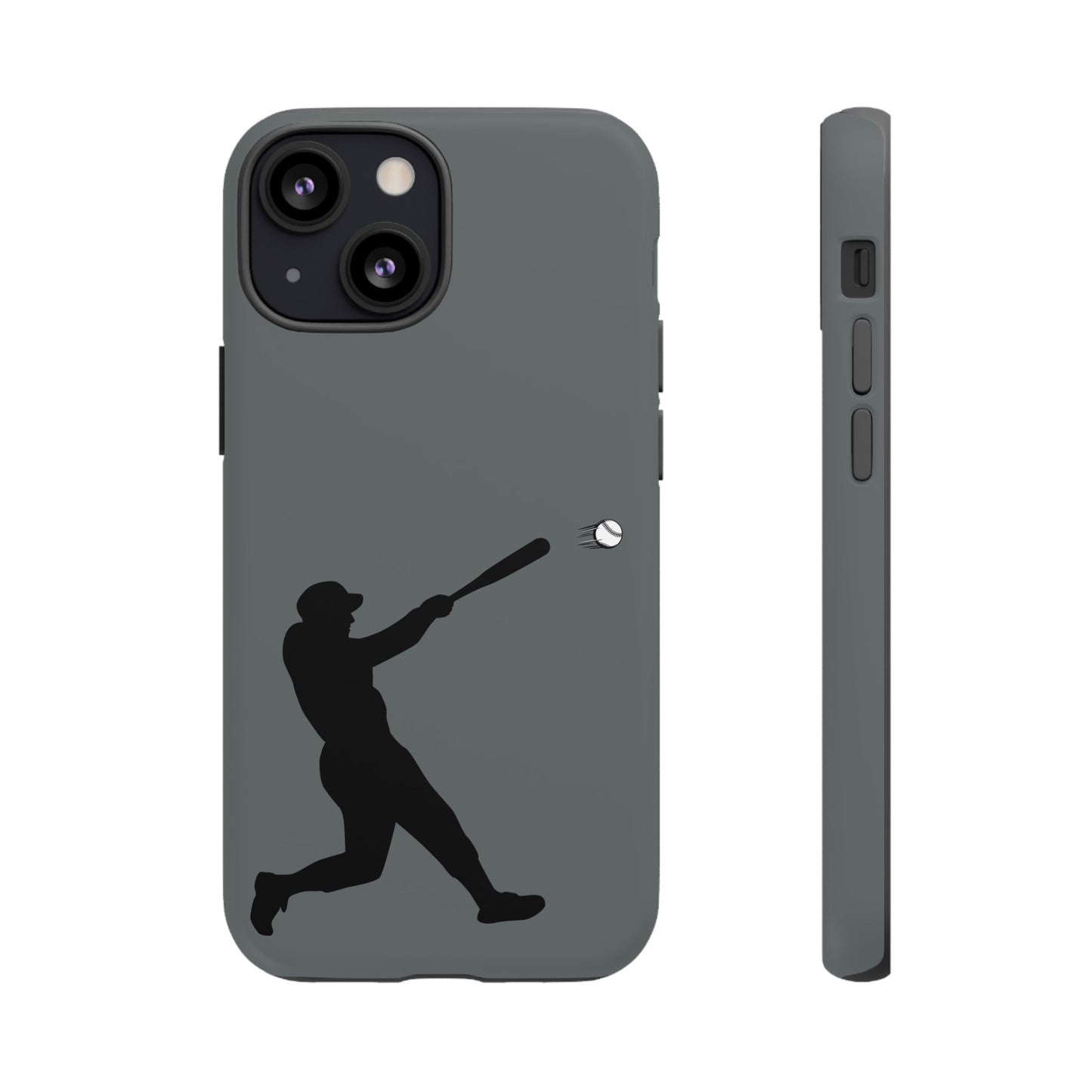 Printify baseball batter phone case, tough protective smartphone cover featuring a baseball player graphic for fans.