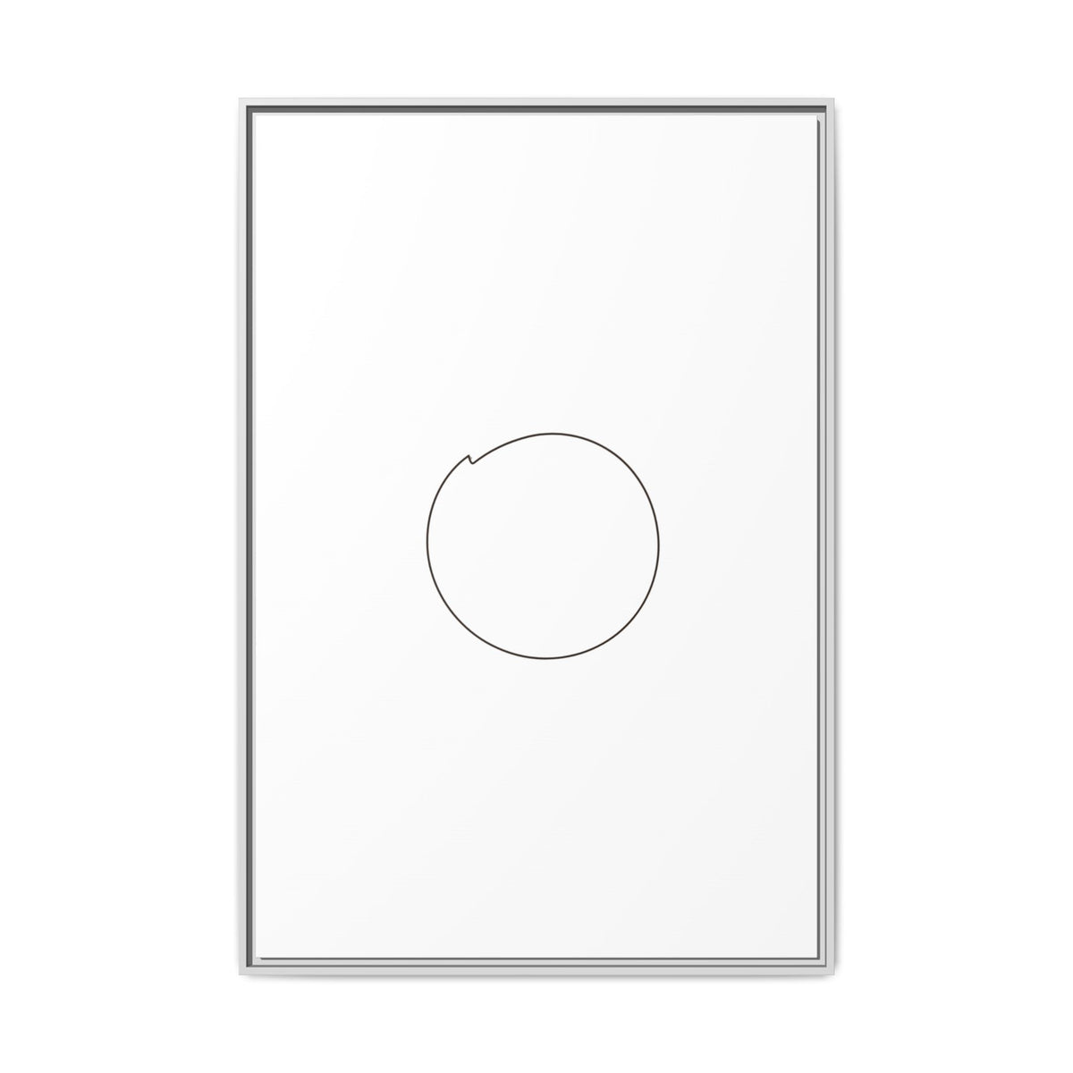 Framed matte canvas wall art featuring a minimal circular line design, ideal for modern home decor.