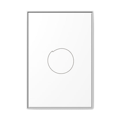 Framed matte canvas wall art featuring a minimal circular line design, ideal for modern home decor.