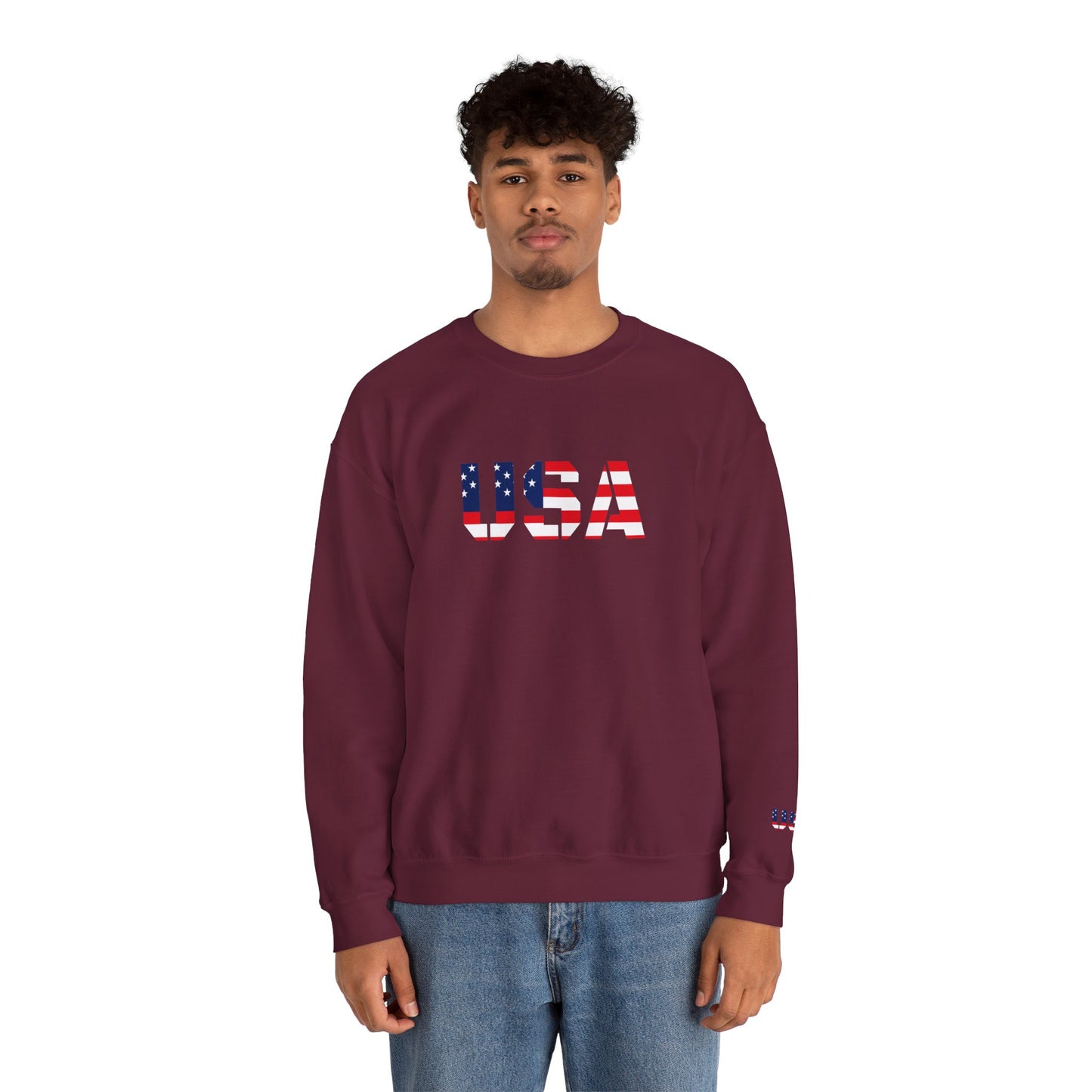 USA Flag Unisex Crewneck Sweatshirt, Cozy Apparel, Casual Wear, Independence Day Gift, Americana Style