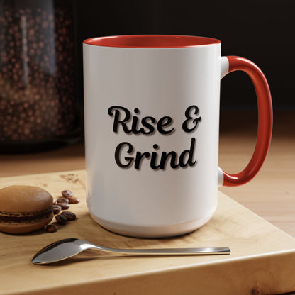 Rise & Grind Coffee Mug – Motivational Black Accent Mug for Daily Inspiration - TRV