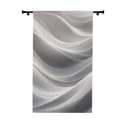 Abstract Silver Waves Window Curtain | Gray Sheer Drapery Panel