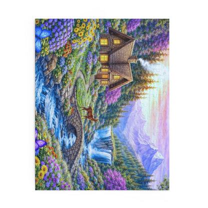 Scenic Mountain Cottage Jigsaw Puzzle — 120/252/500-Piece Nature Landscape Puzzle