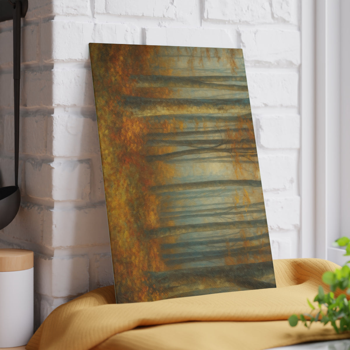 Autumn Woodland Misty Forest Glass Cutting Board - view 12