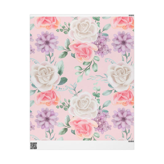 Floral Pink Wrapping Paper Roll — Pastel Peony Gift Wrap for Mother's Day & Birthdays