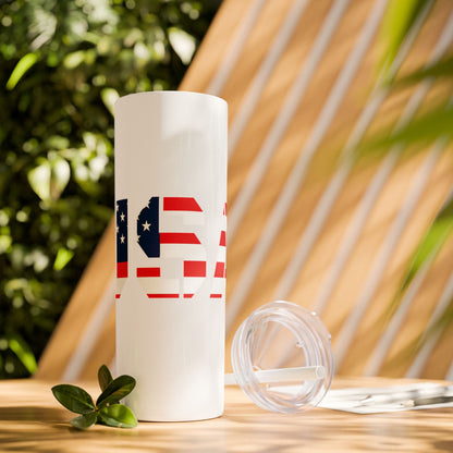 Skinny Tumbler — USA Flag 20oz Straw Tumbler (Patriotic Travel Cup)