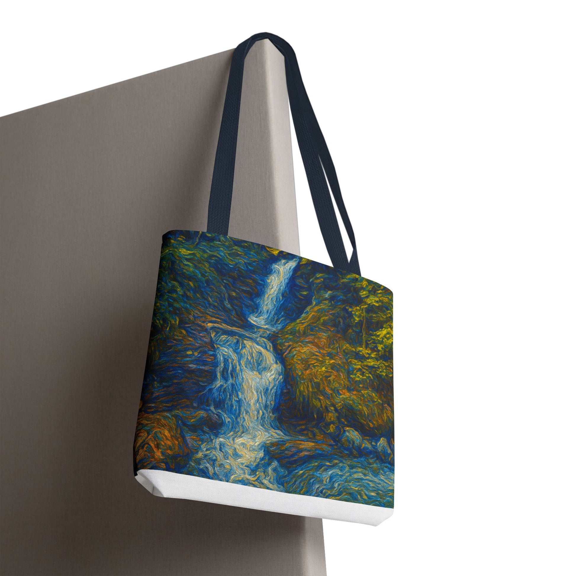Nature-Inspired Tote Bag, Artistic Eco-Friendly Shopper, Waterfall Design, Reusable Market Bag, Gift for Nature Lovers - TRV