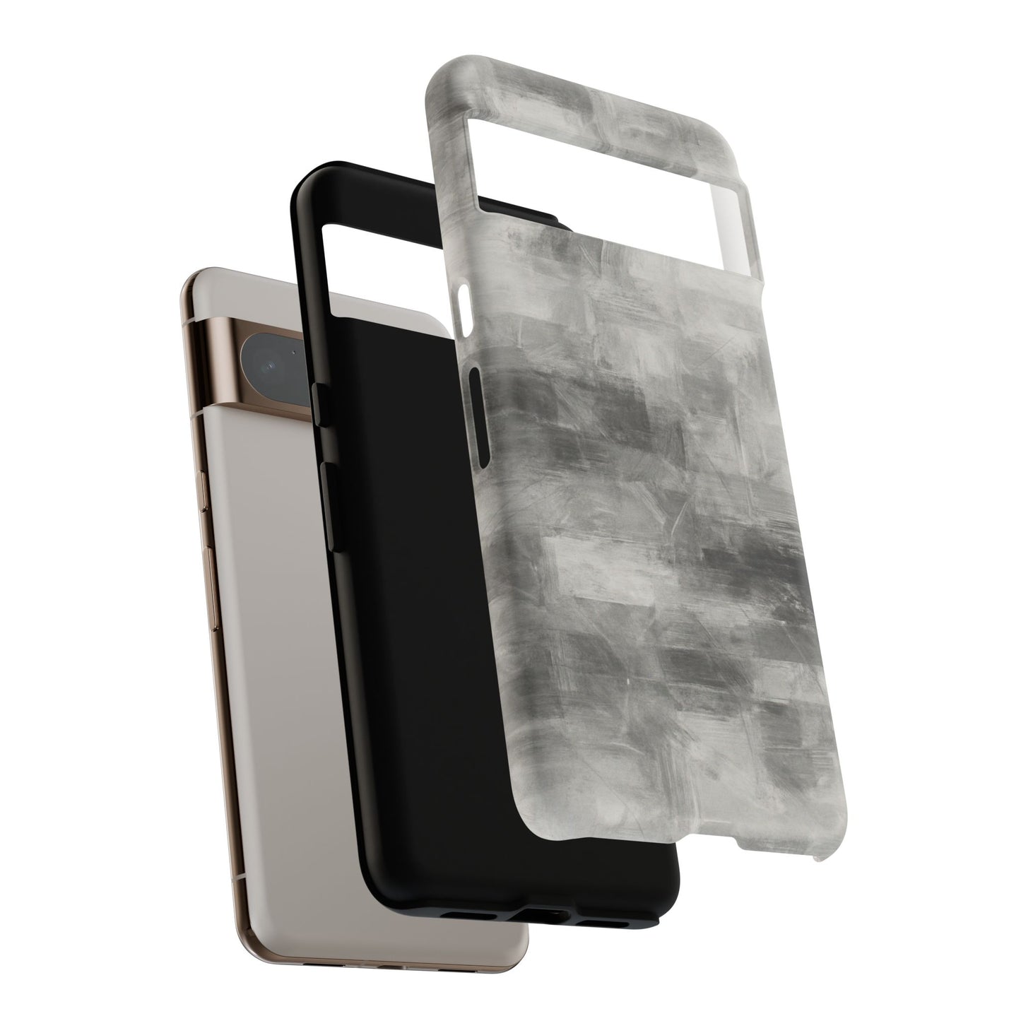 Abstract gray grid phone case for iPhone, tough protective cover by Printify with modern geometric design.