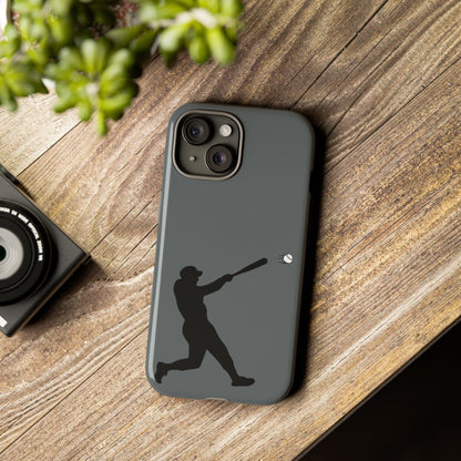 Printify baseball batter phone case, tough protective smartphone cover featuring a baseball player design for fans.