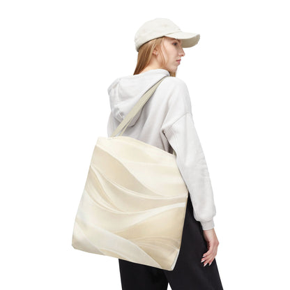 Cream Abstract Waves Tote Bag | Neutral Swirl Pattern