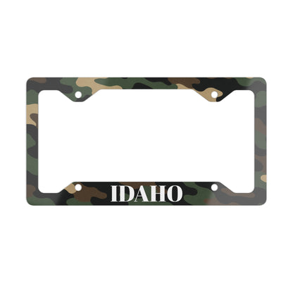 Camo Idaho Metal License Plate Frame — Military Green State Plate Border