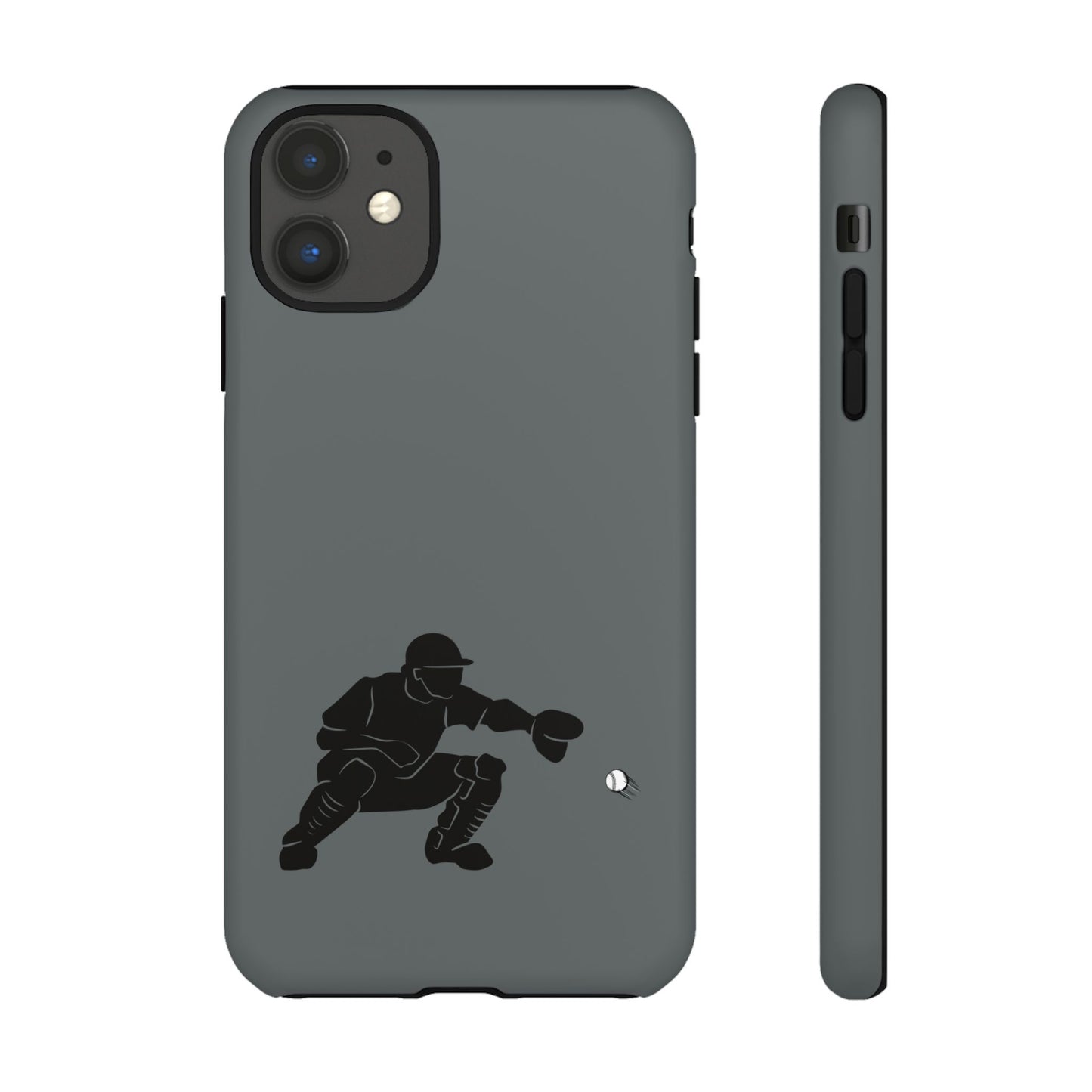 Printify baseball catcher phone case, a durable protective cover featuring a baseball catcher design for iPhone and Android devices.