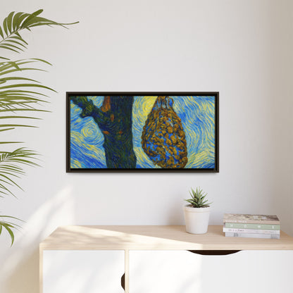 Framed matte canvas art featuring a starry nut cluster with dried plum colors, printed by Printify.