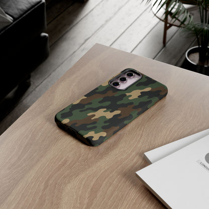 Camouflage tough phone case by Printify showing a rugged camo design for durable, protective phone protection.