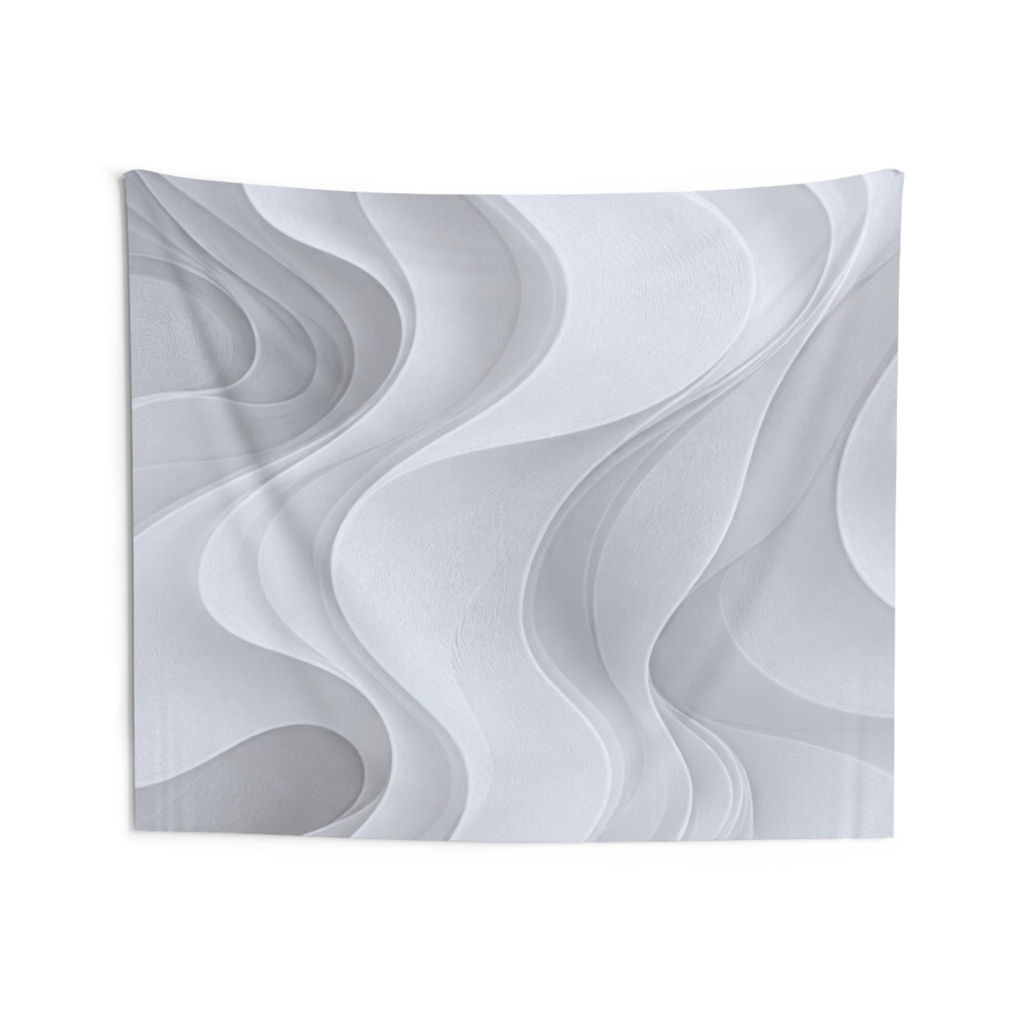 Abstract White Wave Tapestry — Modern Minimalist Wall Art