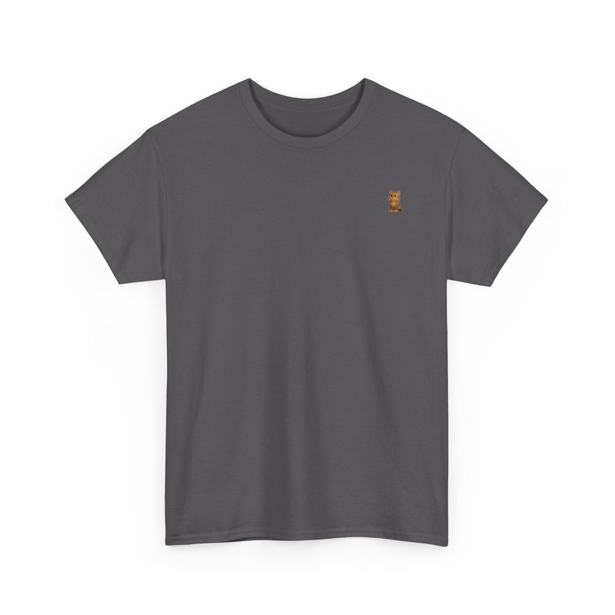 Brown kitten graphic T-shirt for cat lovers, featuring a cute feline design on a comfortable Printify T-shirt.