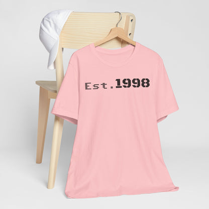 Est. 1998 Unisex Short Sleeve Tee, Vintage Style T-Shirt, Birthday Gift, Casual Wear, Retro Fashion, Unisex Apparel
