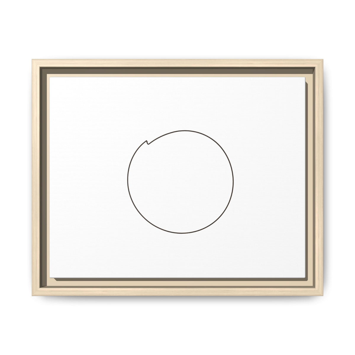 Framed matte canvas wall art featuring a minimal circular line design, ideal for modern home decor.