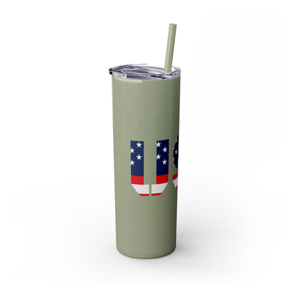 Skinny Tumbler — USA Flag 20oz Straw Tumbler (Patriotic Travel Cup)