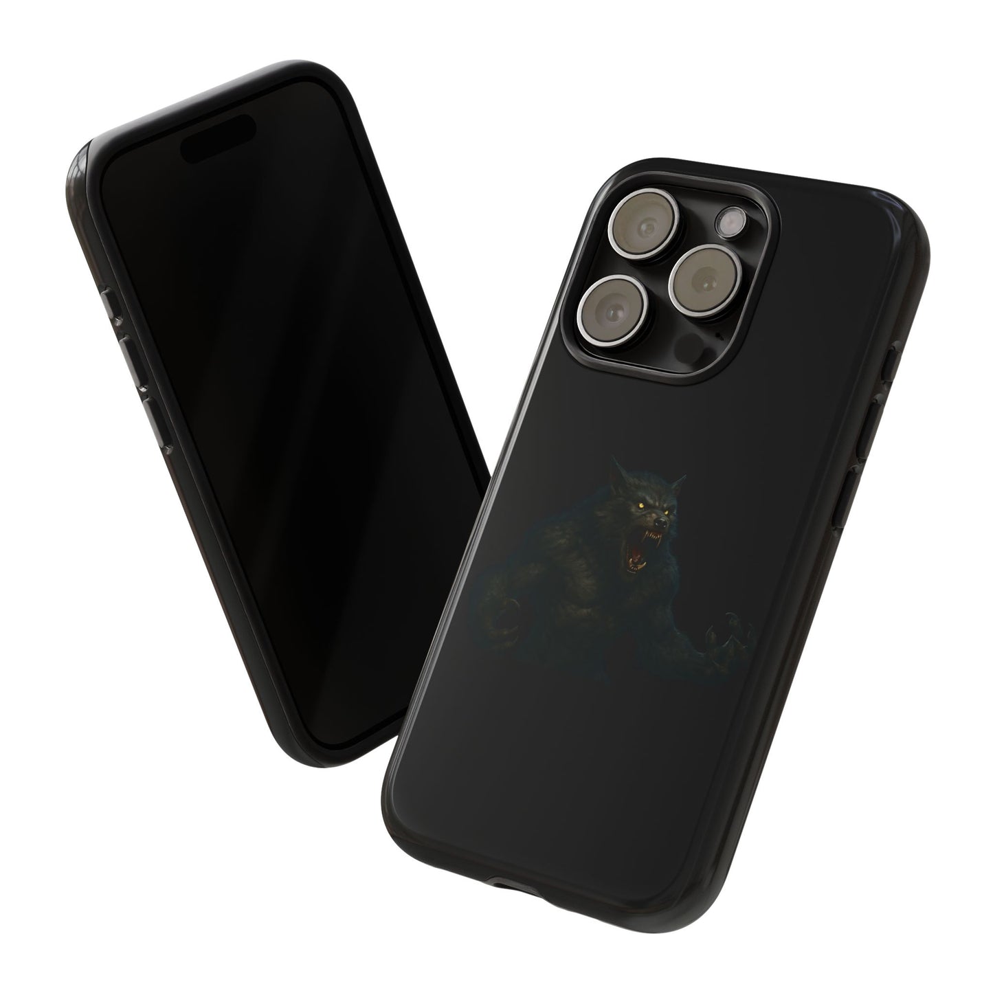 Werewolf phone case with dark monster graphic, durable protective cover for smartphones by Printify.