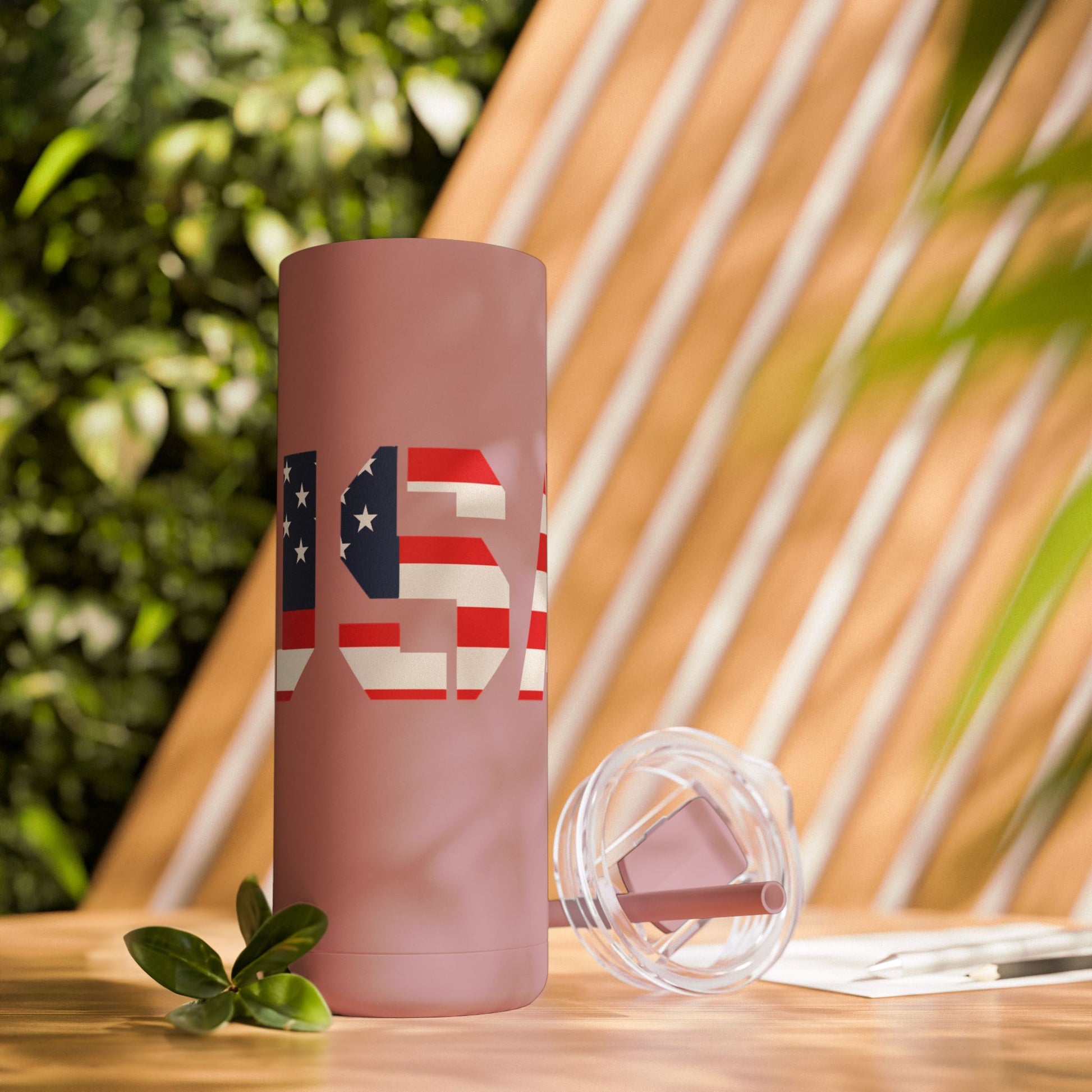 USA Flag Tumbler - 20oz Skinny Matte Drinkware, Travel Mug, Patriotic Gift, Fourth of July, Summer BBQ, Camping, Outdoor - TRV