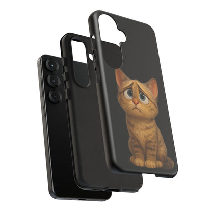 Cute sad kitty print phone case for iPhone, protective and stylish cat-themed accessory by Printify