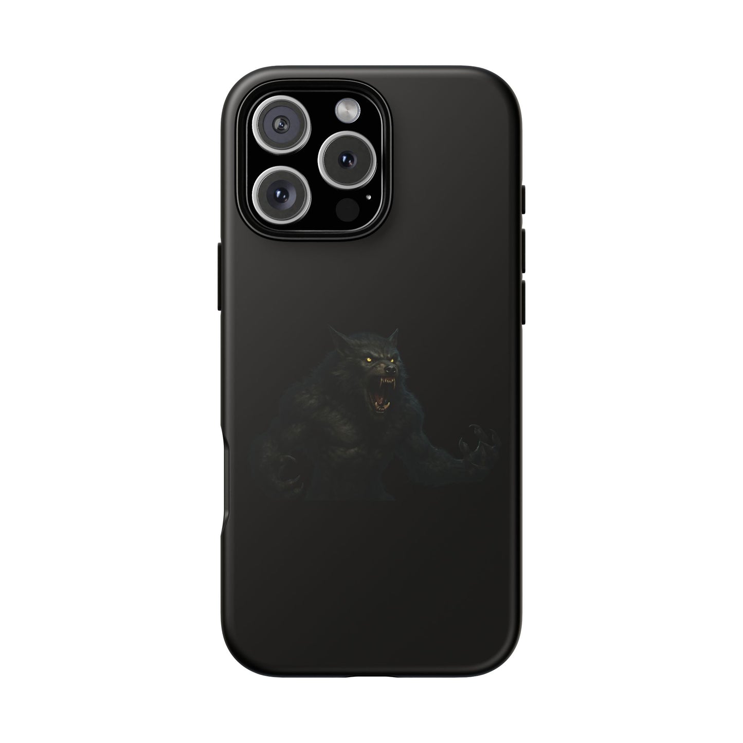Dark monster graphic werewolf phone case by Printify, durable protective cover with fierce monster design for smartphones.