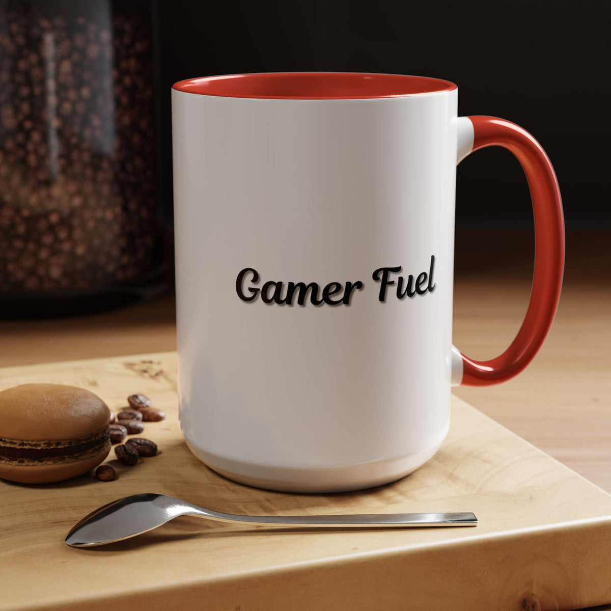 Printify Gamer Fuel coffee mug in 11oz and 15oz sizes, featuring a bold design perfect for gaming enthusiasts.