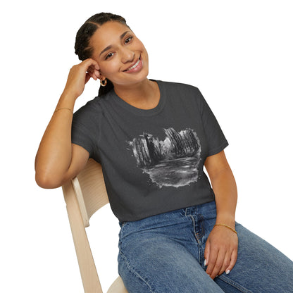 Minimalist Nature-Inspired Unisex Softstyle T-Shirt, Casual Wear, Everyday Style, Gift for Nature Lovers, Eco-Friendly Fashion