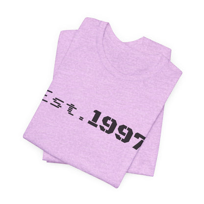 Vintage 1997 Established T-Shirt by Printify featuring bold "Est. 1997" design on a classic cotton tee.